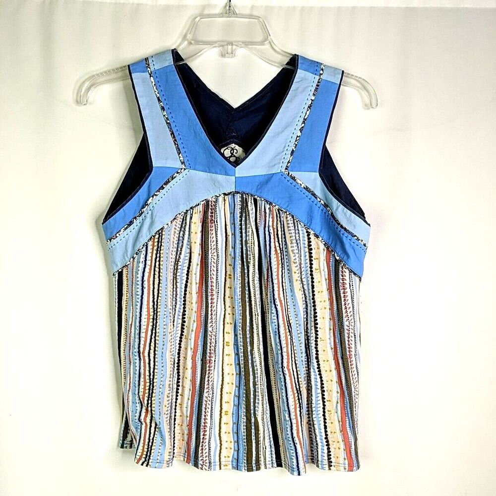 Anthropologie Blue and Black Striped Tank Top Medium
